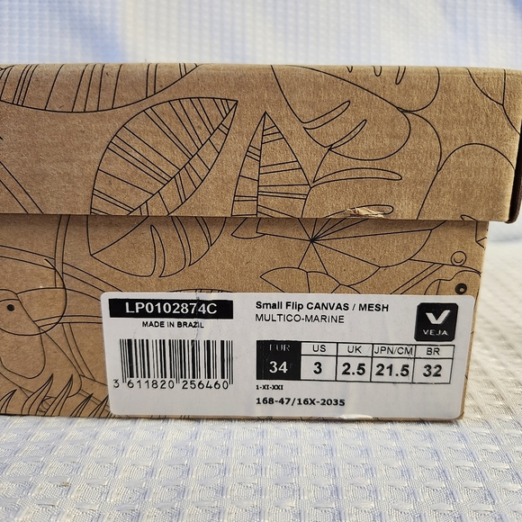 VEJA Kids FLIP LACES CANVAS MULTICO MARINE Size 3 - Picture 3 of 3